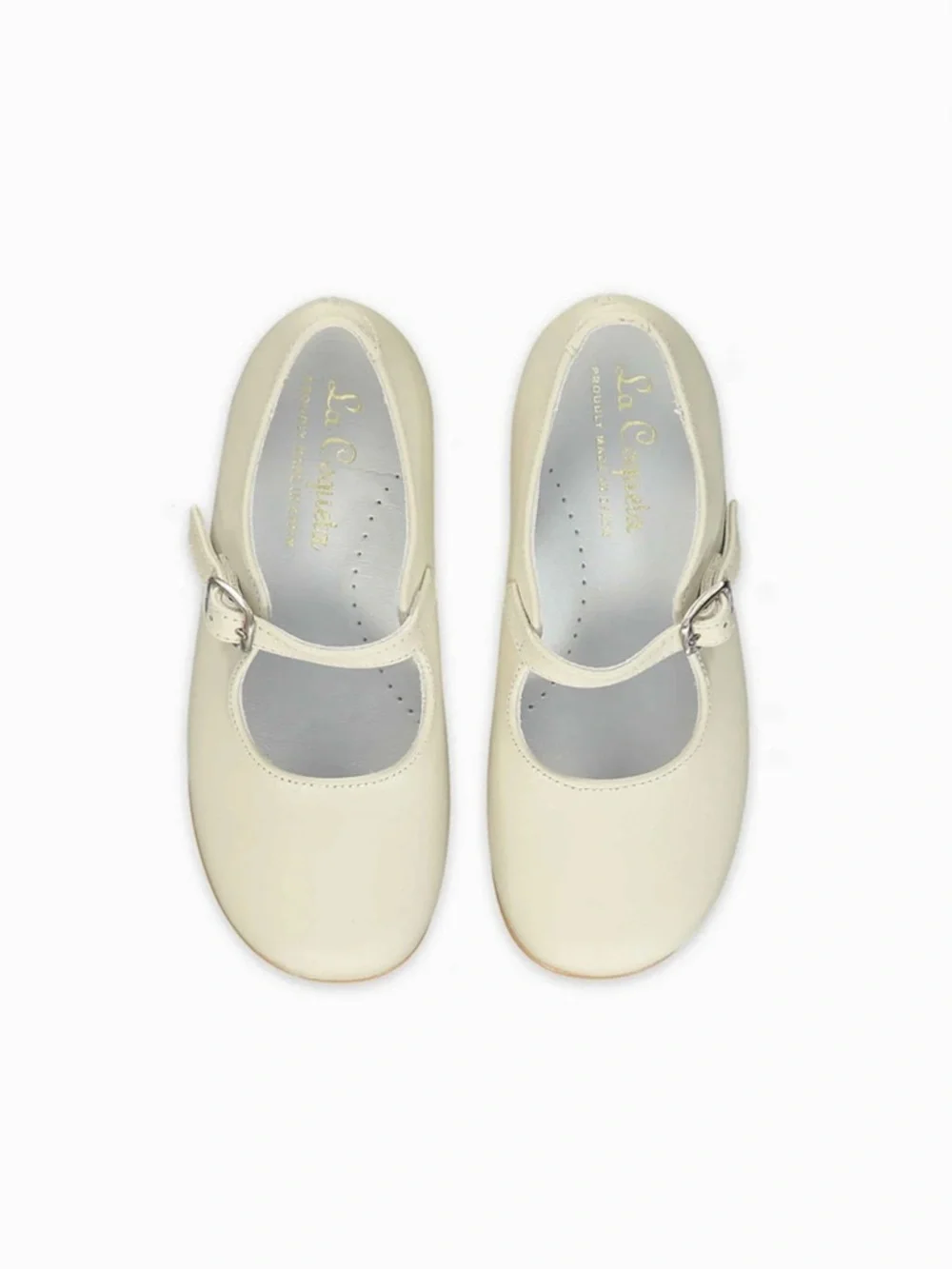 La Coqueta Ivory Nappa Leather Mary Jane Shoes Girls Size 27 EU / US 10